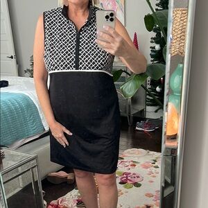 Elegant Black and White Sleeveless Dress